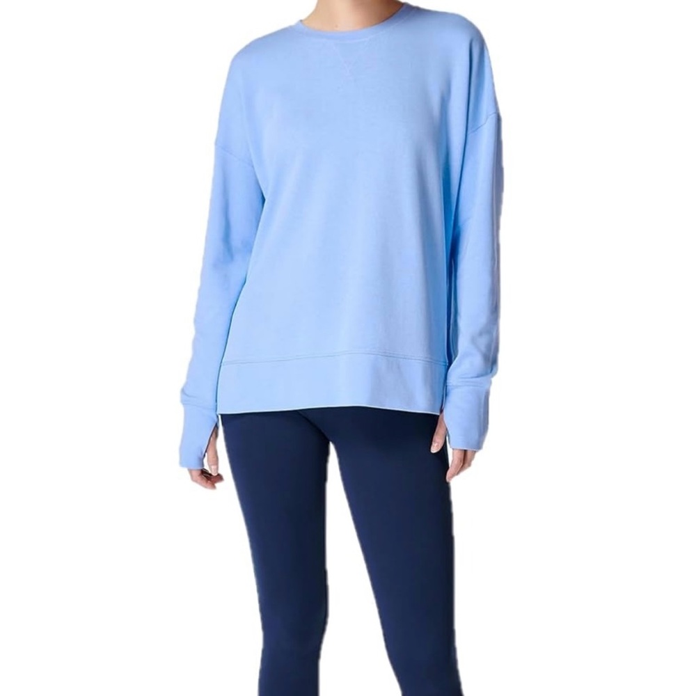 Sweaty Betty New After Class LongLine Sweatshirt Tunic Shirt XS Blue